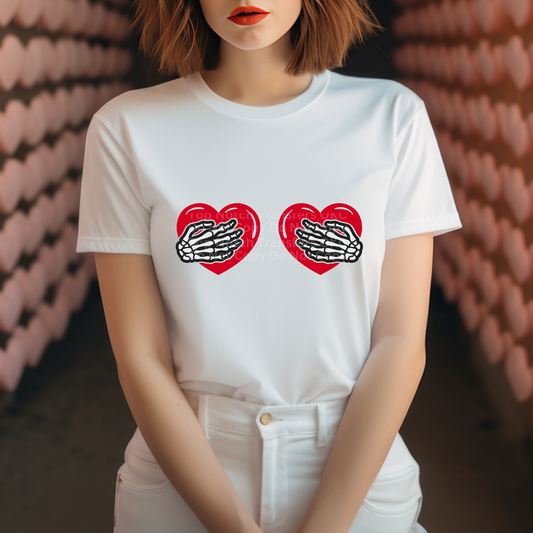 Hearts with Skeleton Hands DTF Transfer
