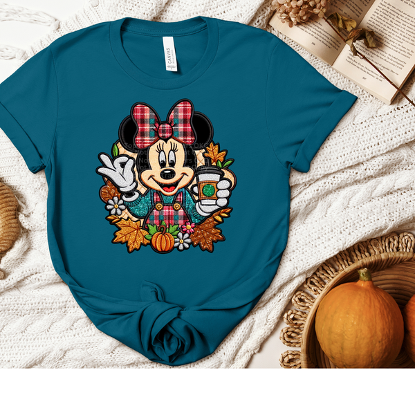 M. Mouse Fall - Faux Glitter/Embroidery DTF Transfer
