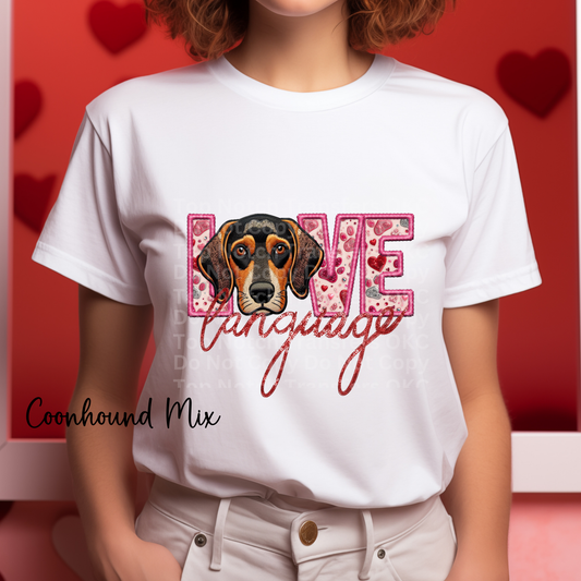Love Language - Coonhound Mix DTF Transfer
