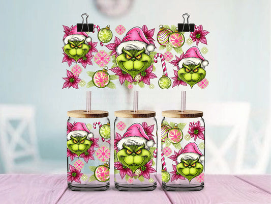 Pink Green Guy UV DTF 16oz Cup Wrap
