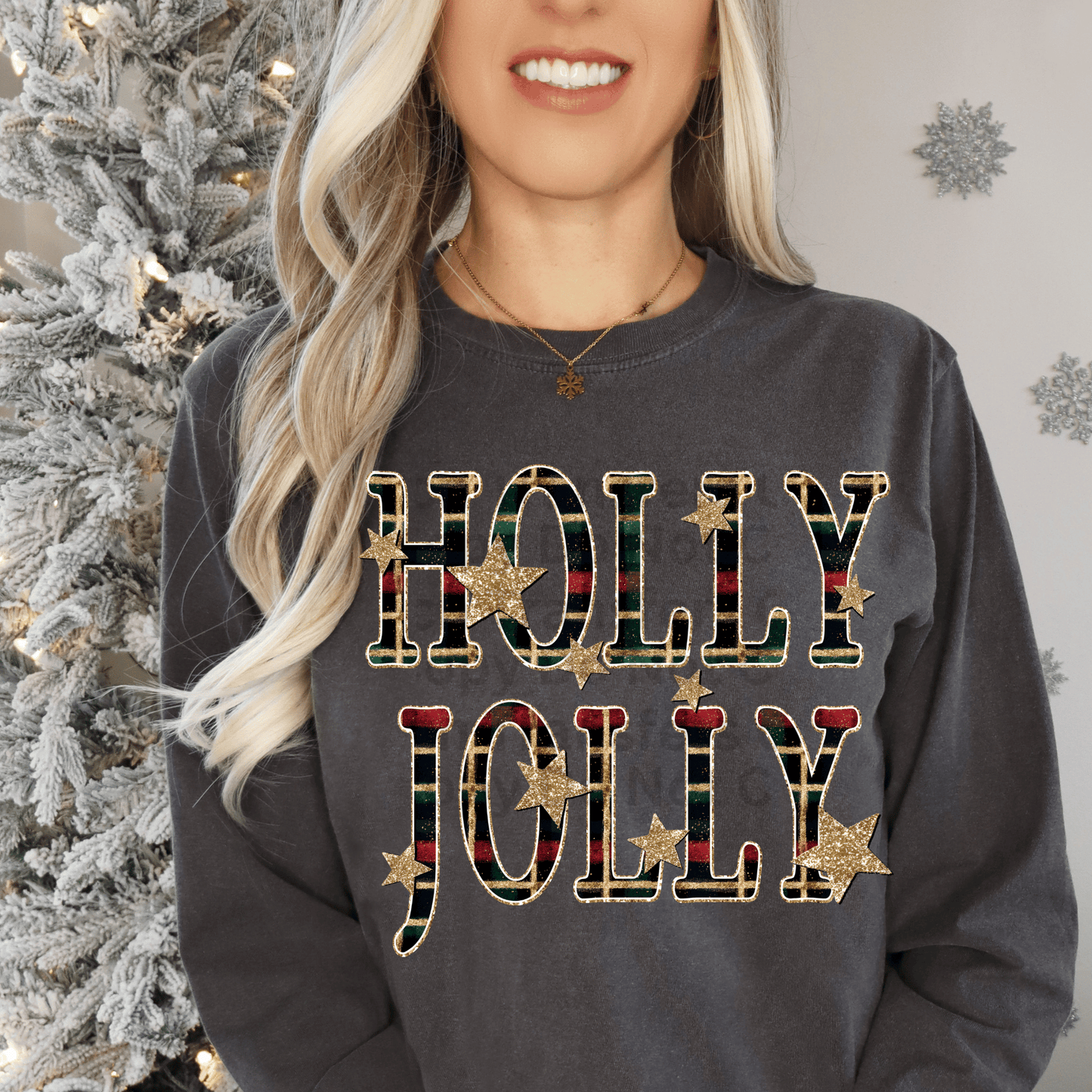 Holly Jolly Christmas Plaid DTF Transfer