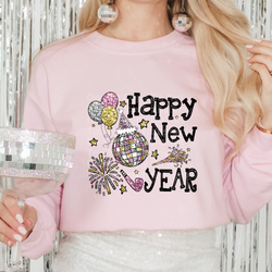 Happy New Year Party Faux Sequins DTF Transfer