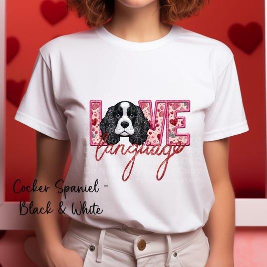 Love Language - Cocker Spaniel Black & White DTF Transfer