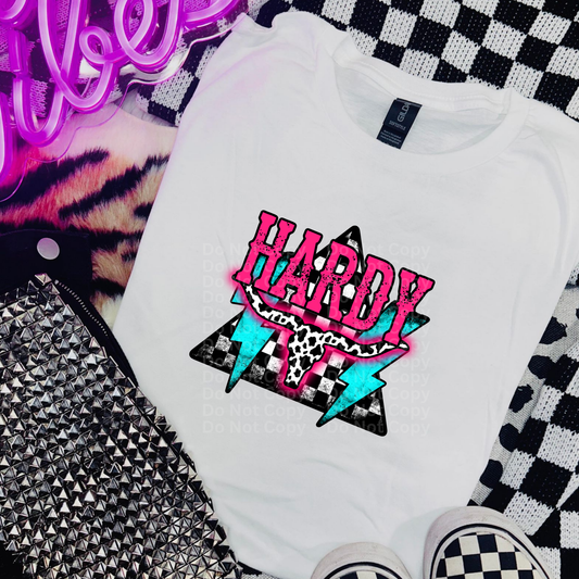 H@rdy Pink, Blue & Checkered Triangle DTF Transfer
