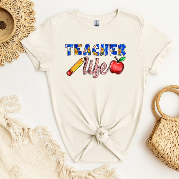 Teacher Life - Blue & Floral and Pink & Leopard DTF Transfer