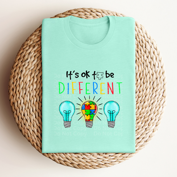 It's okay to be different light bulbs DTF Transfer