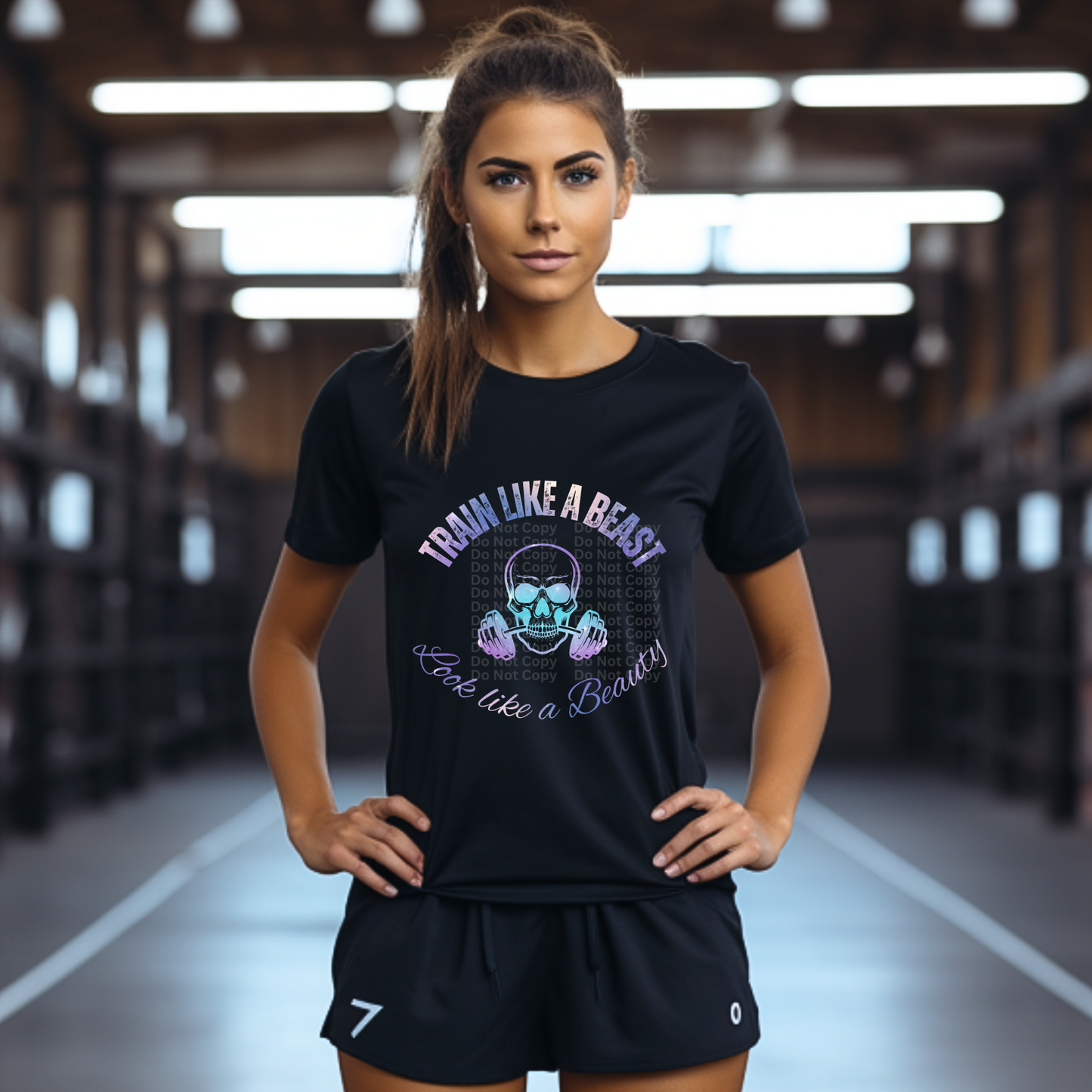 Train Like a Beast Look Like a Beauty (Blue/Purple) DTF Transfer