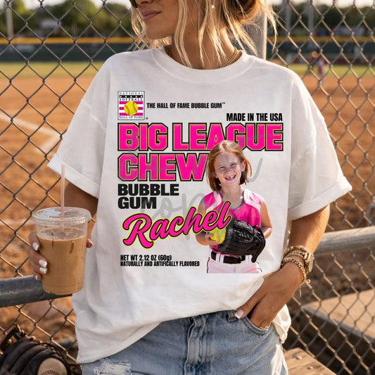 Custom Softball Big League w/ Name & Picture DTF Transfer(*Please leave name for design in checkout notes and email picture with order # to topnotchtransfersokc@gmail.com*