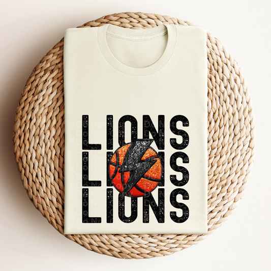 Stacked Lions Basketball DTF Transfer