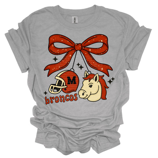 Bow w/ Bronco Mascot & Helmet T-Shirt