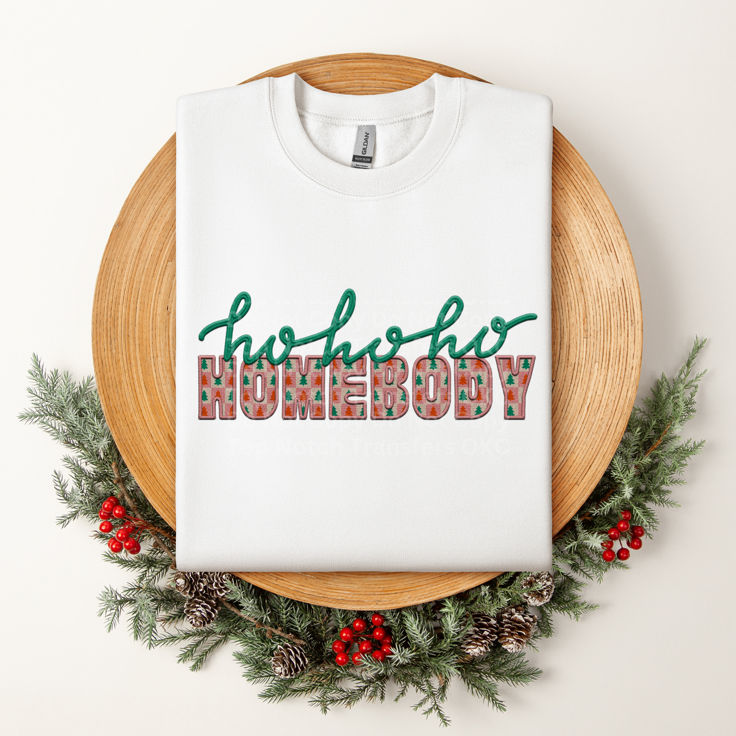 Ho Ho Ho Homebody Plaid Trees DTF Transfer