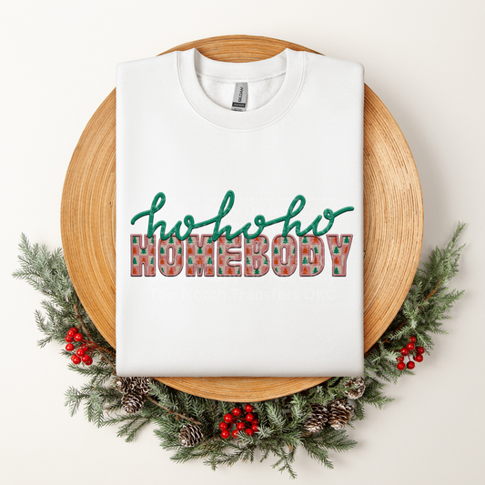 Ho Ho Ho Homebody Plaid Trees DTF Transfer