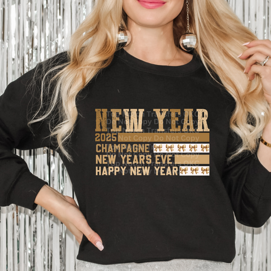 Happy New Year 2025 List DTF Transfer