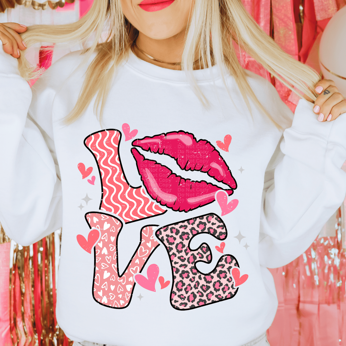 LOVE pink lips DTF Transfer
