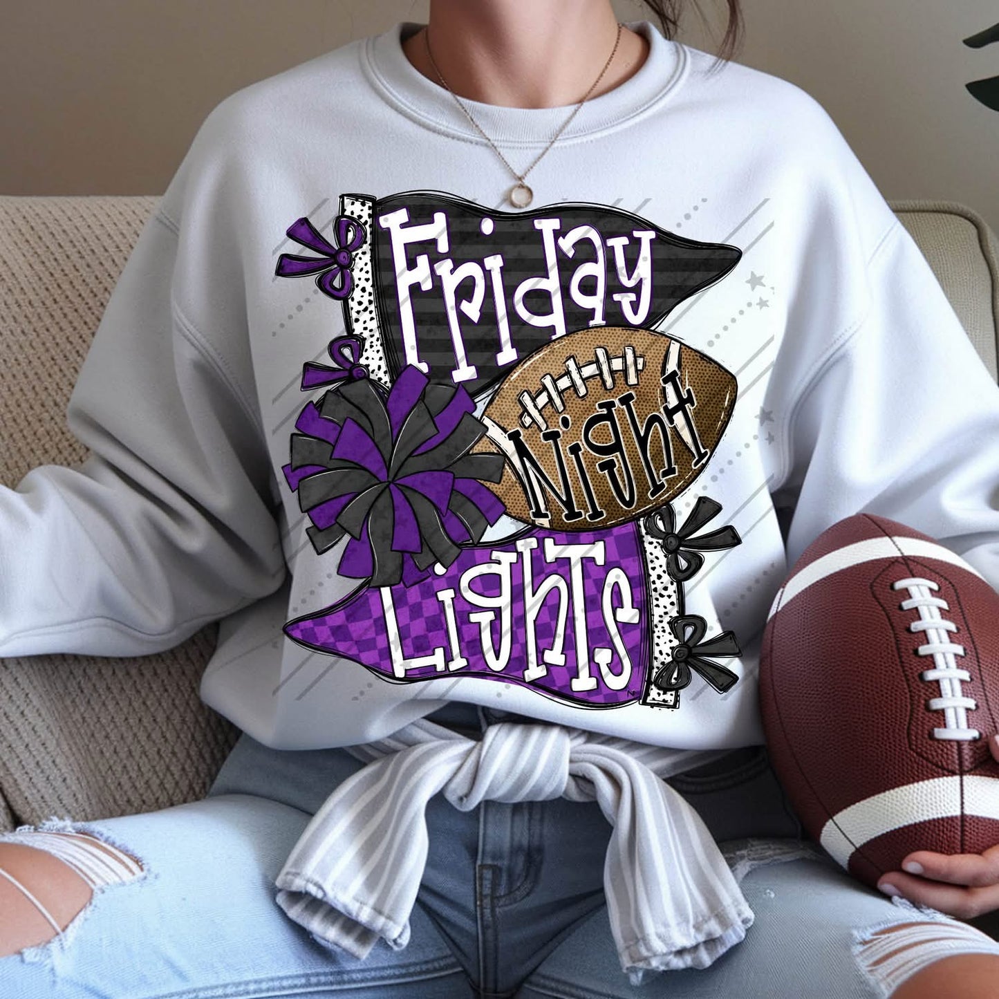 Friday Night Lights Black/Purple DTF Transfer