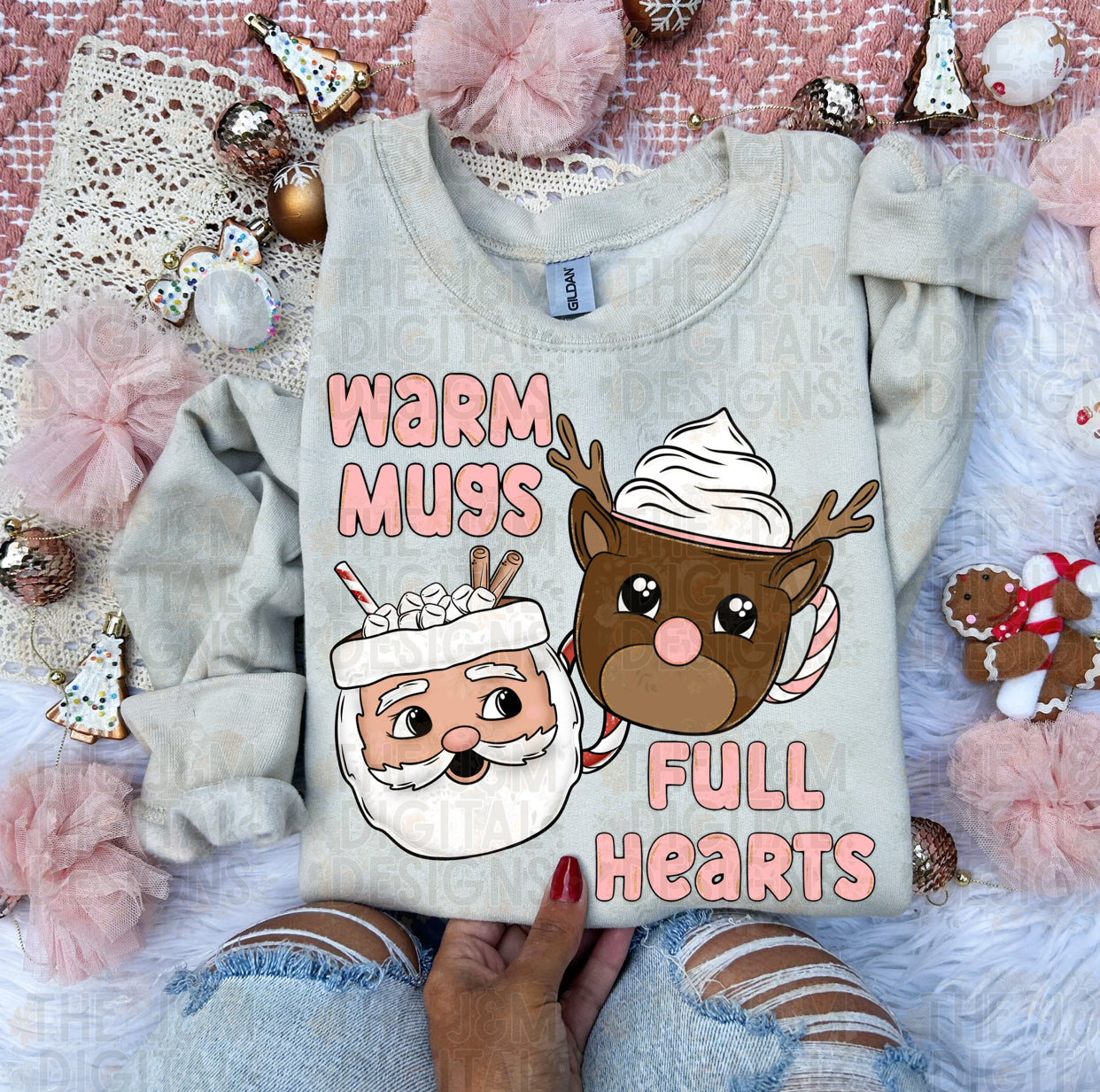 Warm Mugs Full Hearts DTF Transfer