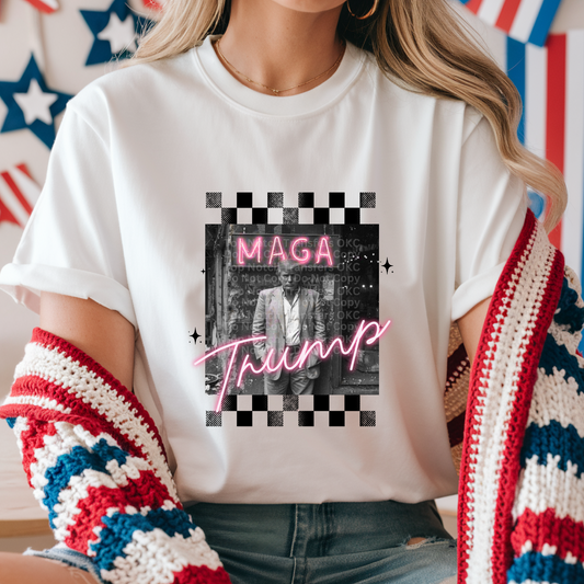 MAGA Trump Black & White Checkered DTF Transfer