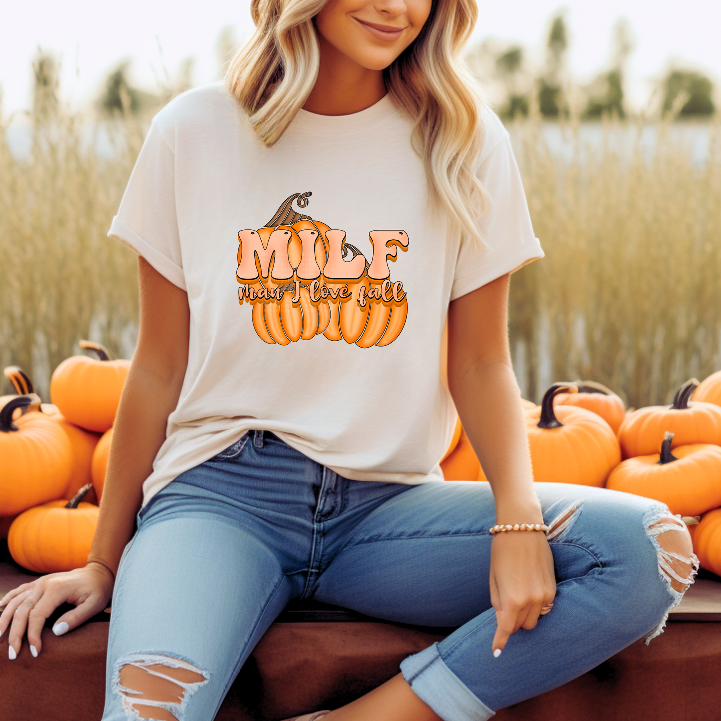 MILF (Man I Love Fall) Pumpkins (Light Orange) DTF Transfer