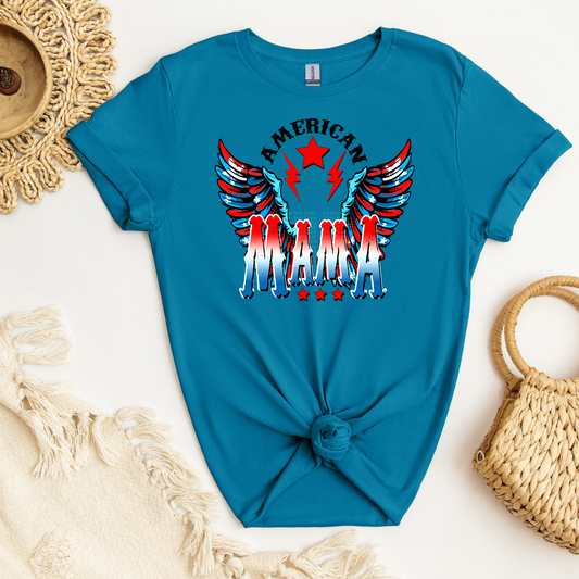 American Mama Red, White & Blue Wings DTF Transfer