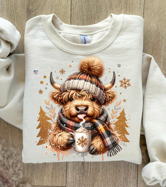 Christmas Highland Cow DTF Transfer