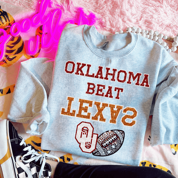 Oklahoma Beat Texas Glitter DTF Transfer