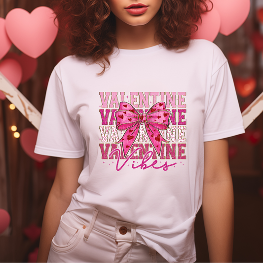 Valentine Vibes Stacked with Bow DTF Transfer