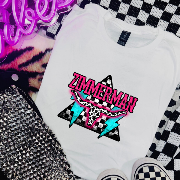 Z!mmerman Pink, Blue & Checkered Triangle DTF Transfer