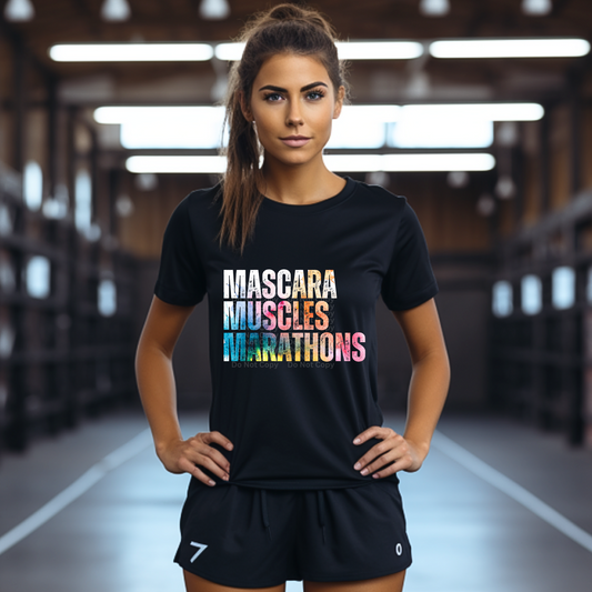 Mascara Muscles Marathons (White/Watercolor) DTF Transfer