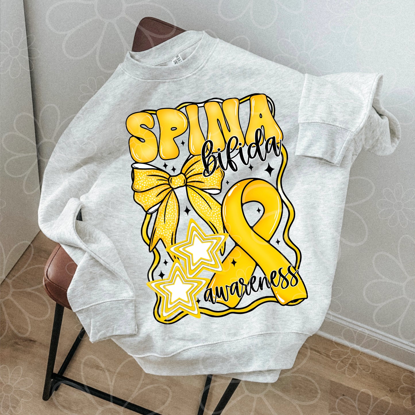 Spina Bifida Awareness w/ black stars DTF Transfer