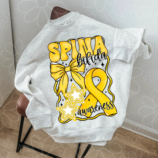 Spina Bifida Awareness w/ black stars DTF Transfer