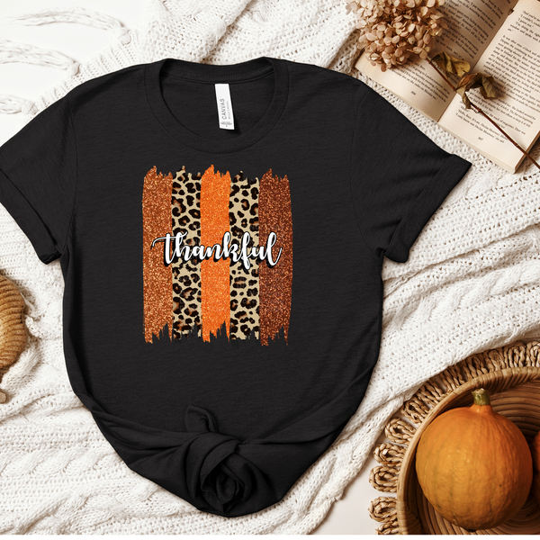 Thankful Leopard & Faux Glitter Fall Colors DTF Transfer