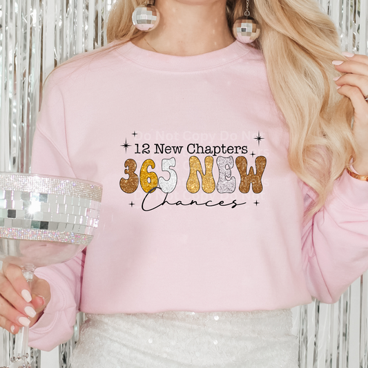 12 New Chapters 365 New Chances Gld/Slvr Faux Glitter DTF Transfer