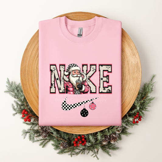 Pink & Black Santa Checkmark Design DTF Transfer