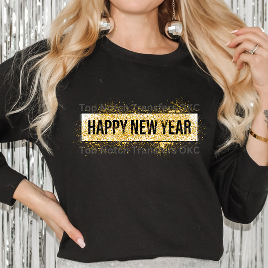 Happy New Year White/Gold DTF Transfer