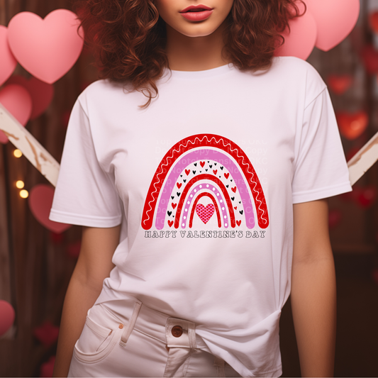 Happy Valentine's Day Pink Rainbow DTF Transfer