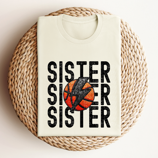 Stacked Basketball Sister DTF Transfer