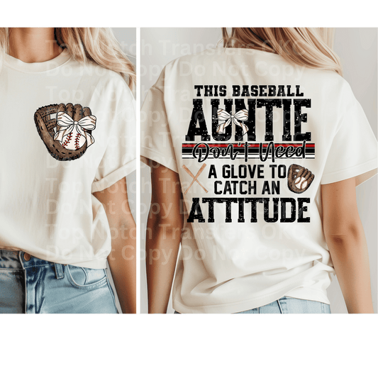 This Baseball Auntie w/ Bow DTF Transfer