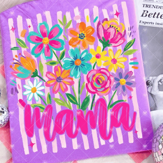 Mama Floral Bouquet Stripes DTF Transfer
