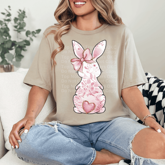 Pink Bunny w/ Bow DTF Transfer