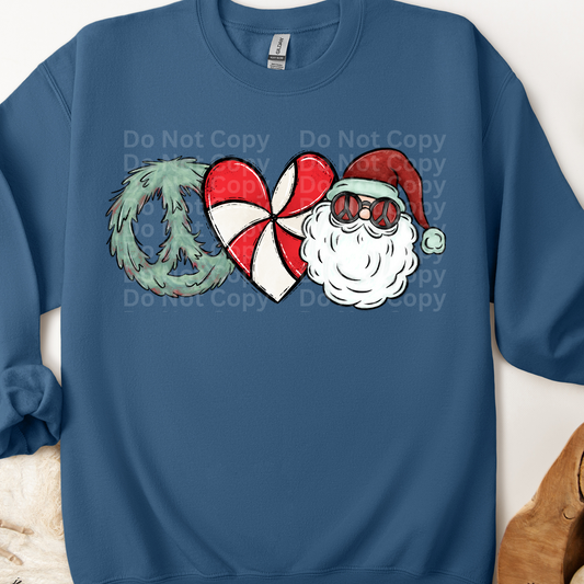Peace Love Groovy Santa DTF Transfer