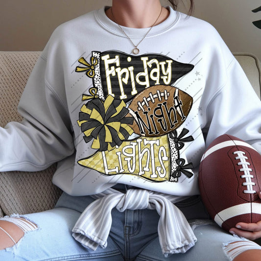 Friday Night Lights Black/Gold DTF Transfer