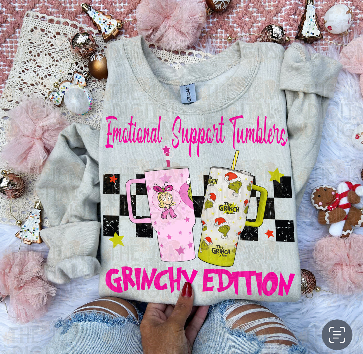 Emotional Support Tumblers Christmas- Gr*inchy Edition DTF Transfer