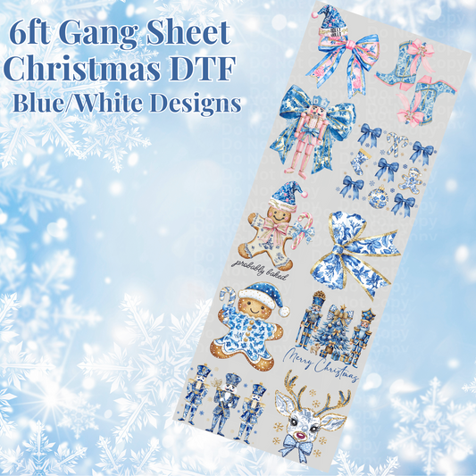 6ft Christmas Blue & White Gang Sheet