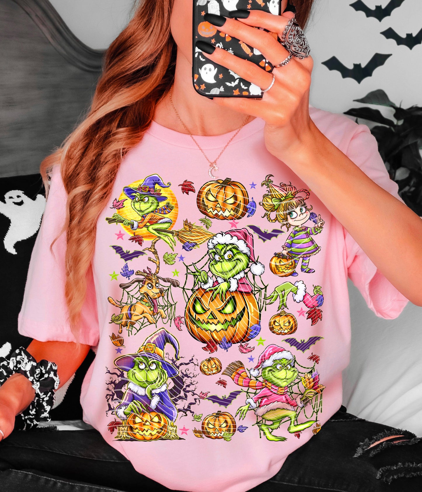 Green Guy & Pumpkins *Optional long sleeve design*DTF Transfer