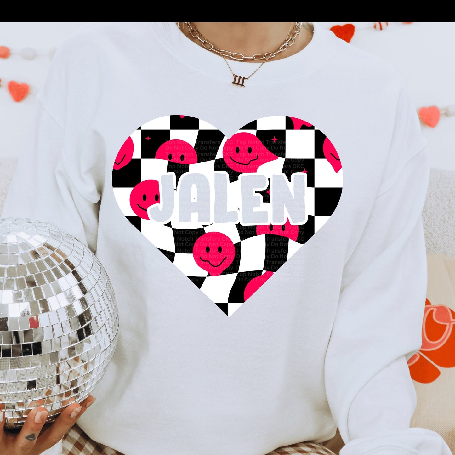 Custom Valentine’s Heart w/ Name Cutout Design 1 DTF Transfer