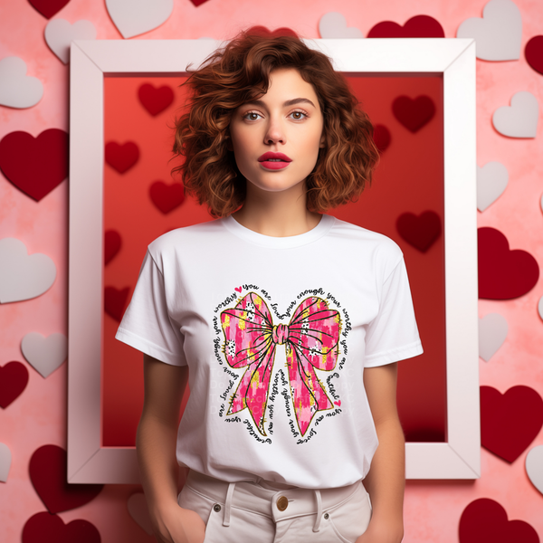 You Are Loved Pink & Gold Bow DTF Transfer