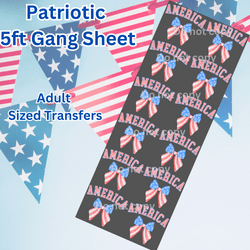 5ft Patriotic America Bows Gang Sheet