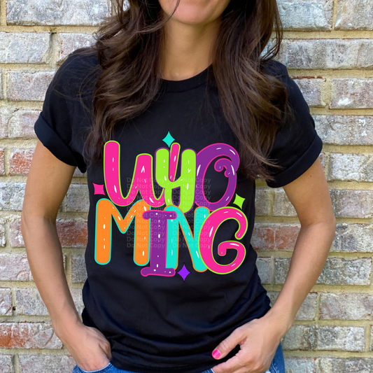 Wyoming - Neon States DTF Transfer