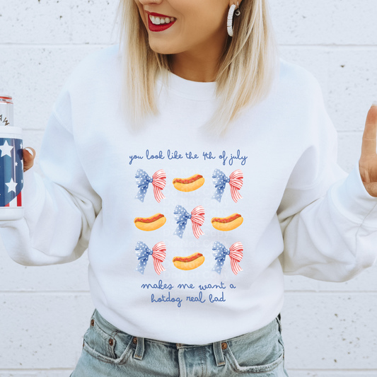 You Look Like the 4th of July Hotdog Coquette DTF Transfer