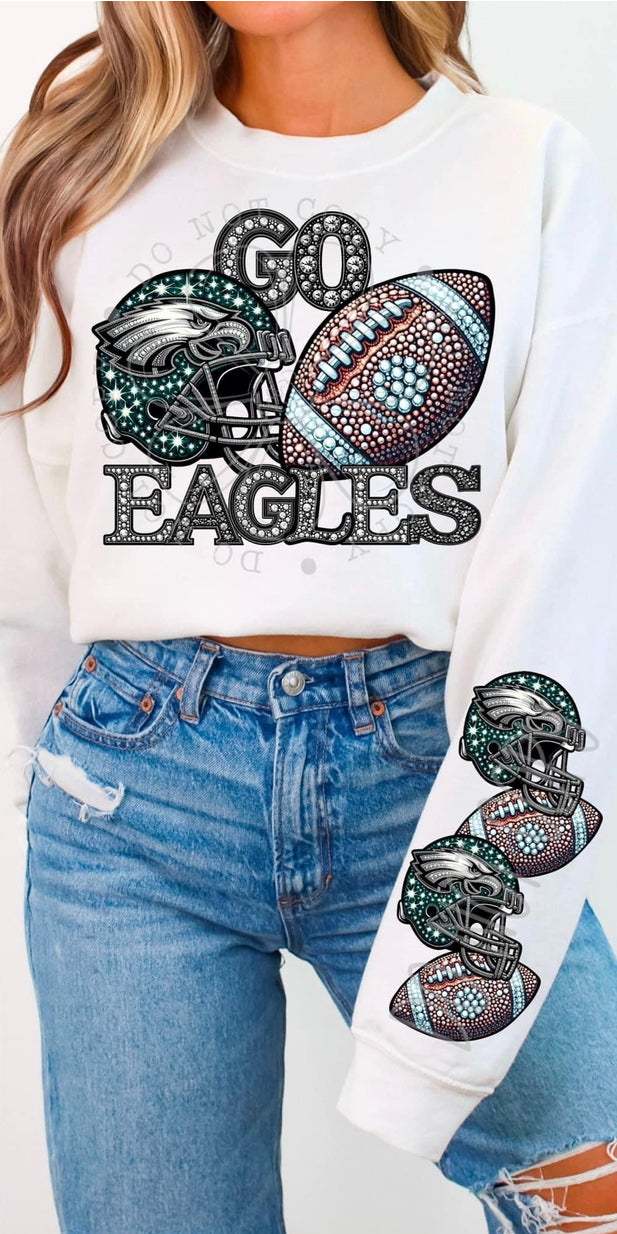 Rhinestones Go Philly Team DTF Transfer